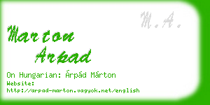 marton arpad business card