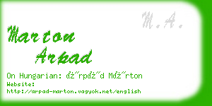 marton arpad business card